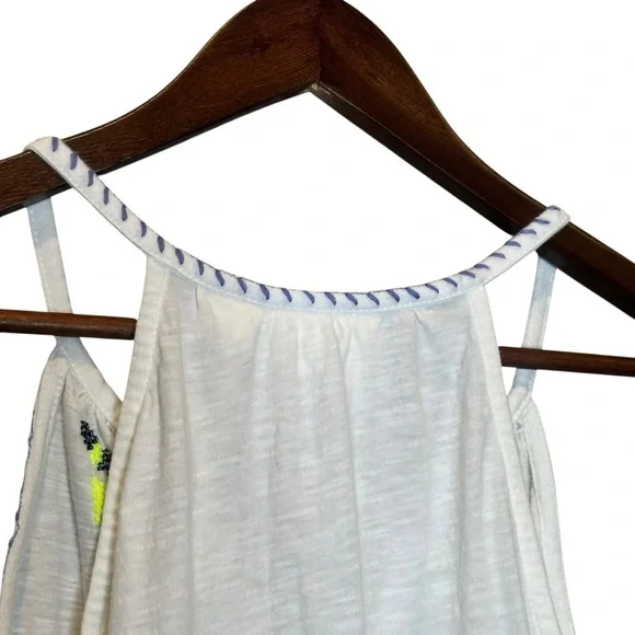 Anthropologie Maeve Neela Embroidered Tank Top XS White Blue Knit Pullover - Picture 5 of 10